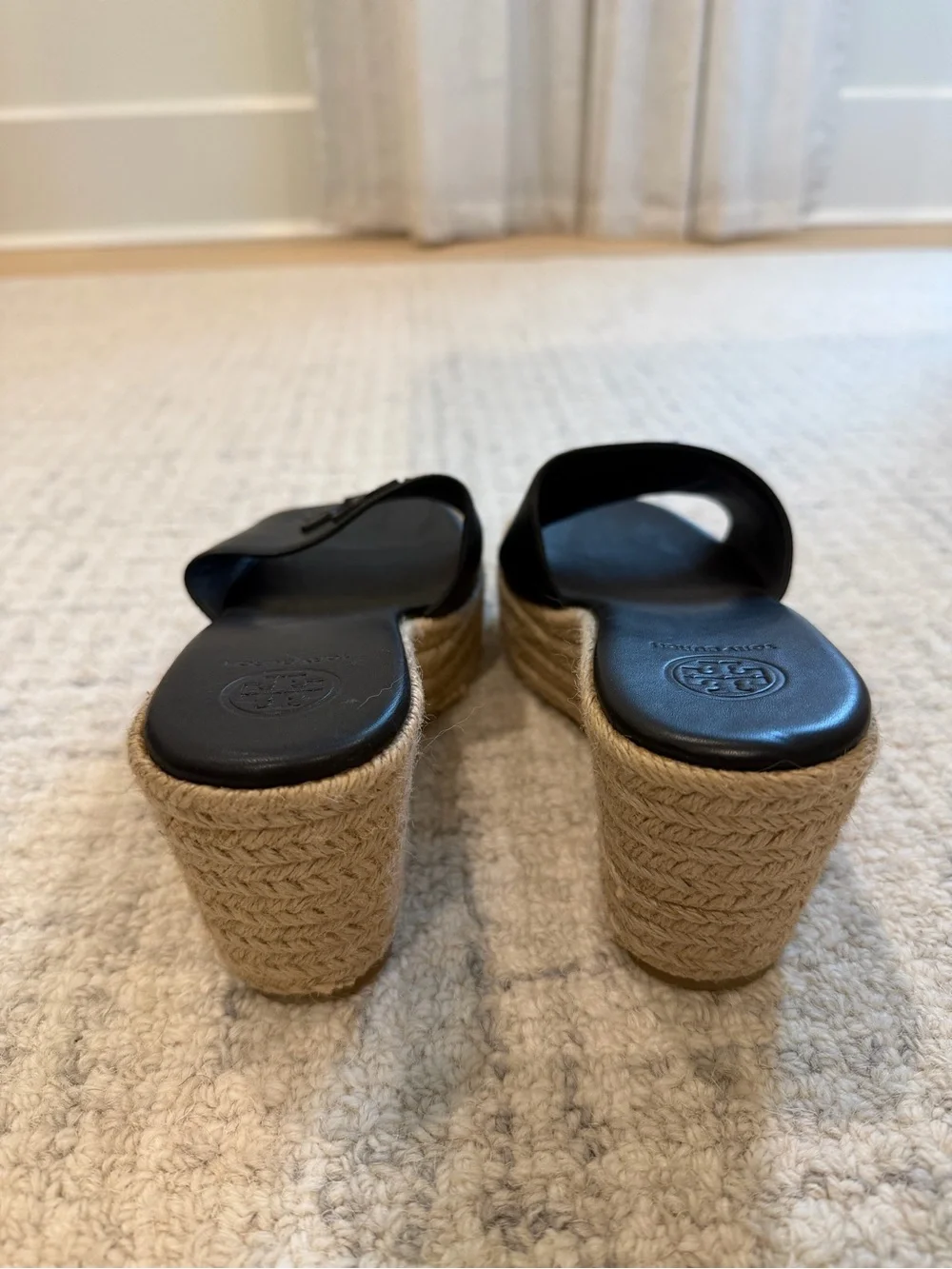 Tory Burch Black Calf Leather Weston Women's Wedge Slide